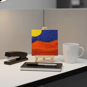 Vibrant Abstract Canvas Art on Easel